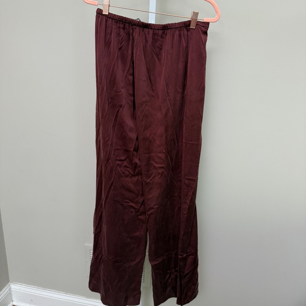 Zara SILK PAJAMAS - Maroon SIZE S TOP AND BOTTOM - Picture 9 of 9